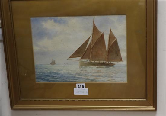 Newlyn School, watercolour, Brixham trawler, 23 x 32cm